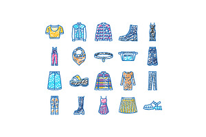90s vintage fashion retro 80s icons, an Object Illustration by pikepicture