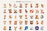 New Year Cute Animal Clipart, an Animal Illustration by Artnoy (Thumbnail 2 of 8)
