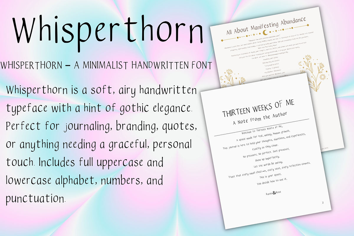 Whisperthorn – Minimalist Handwritte, a Handwritten Font by Raven&RoseStudio (Photo 2 of 3)