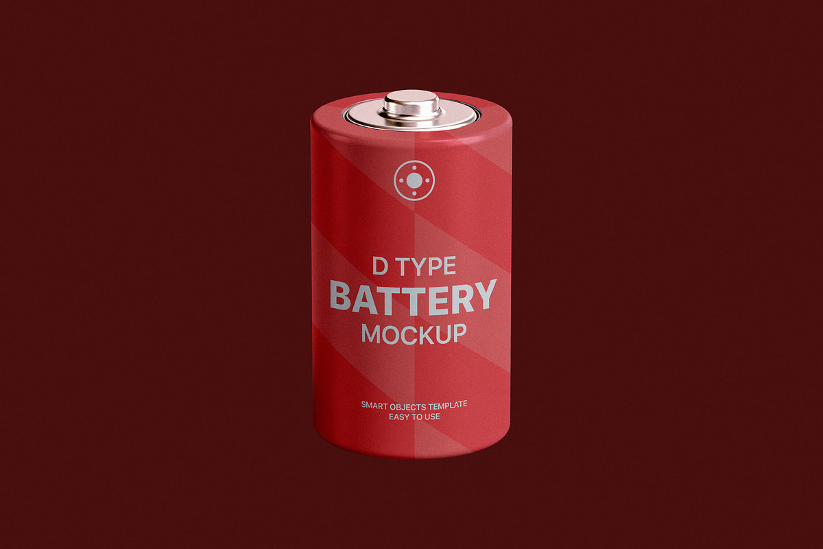 D Type Battery Mockup, a Product Mockup by Design Squad (Photo 2 of 4)