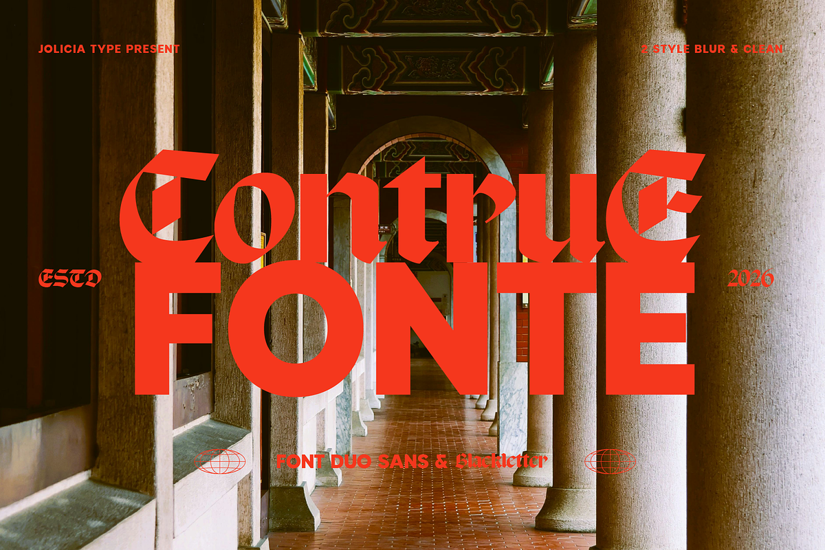 Contrue Fonte | Font Duo, a Blackletter Font by Jolicia Type (Photo 1 of 13)