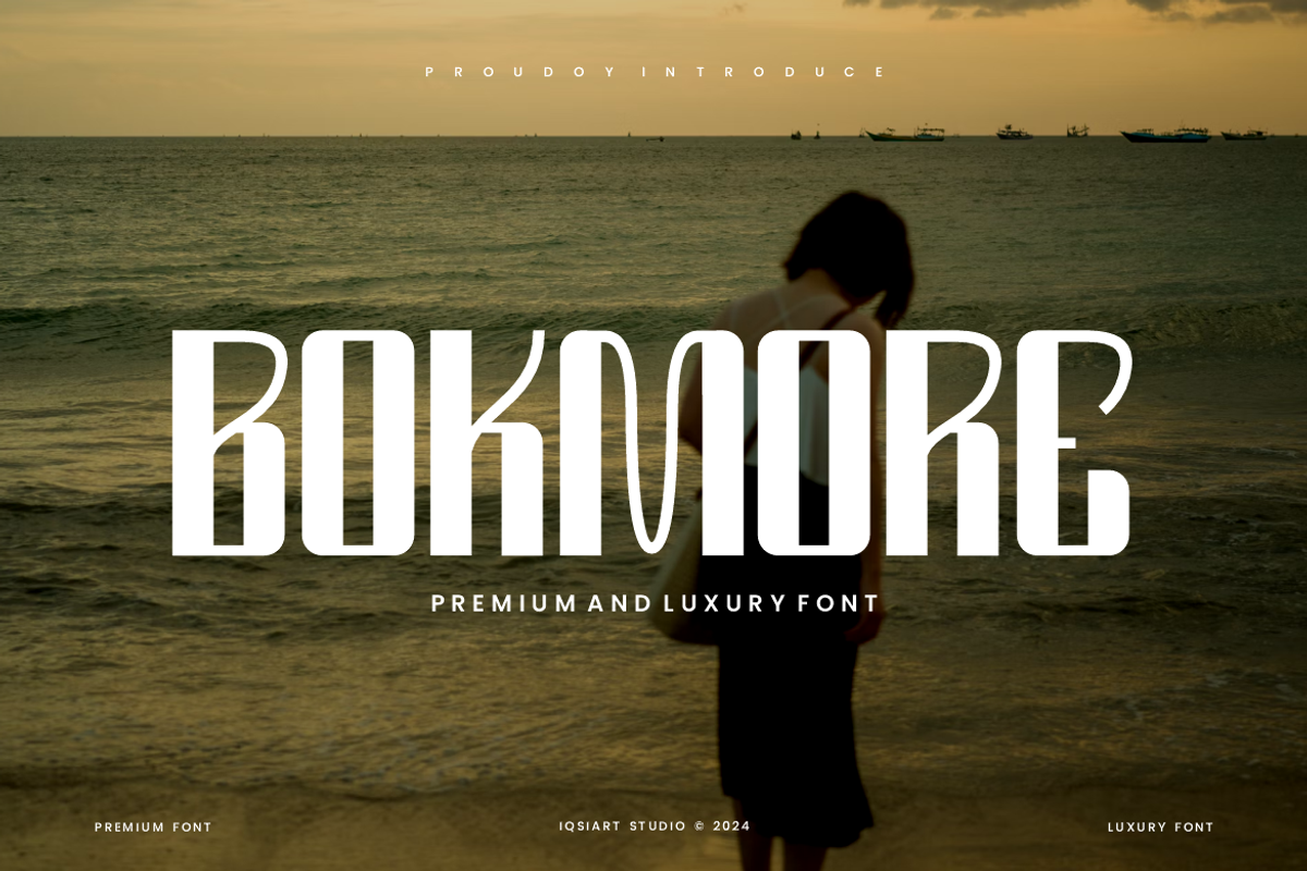 Bokmore - Luxury Bold Font, a Sans Serif Font by Iqsiart Studio (Photo 1 of 6)