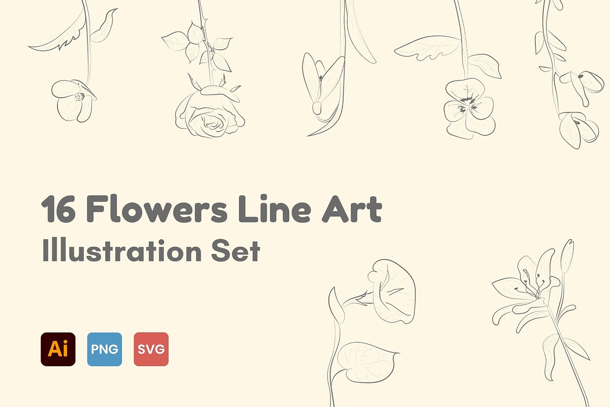 Flower Line Art Illustration, an Illustration by GravitaSign (Photo 2 of 3)