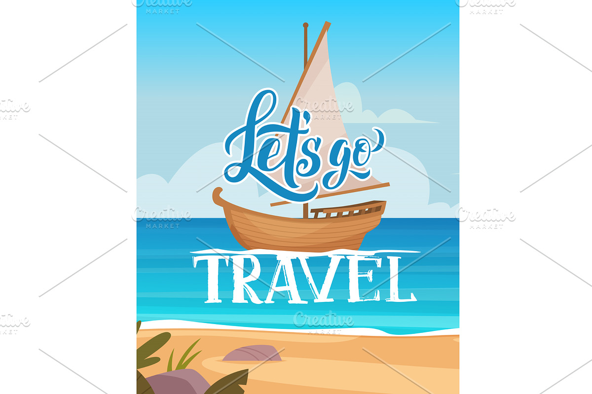 Travel poster. lettering symbols for, a Transportation Illustration by Onyx