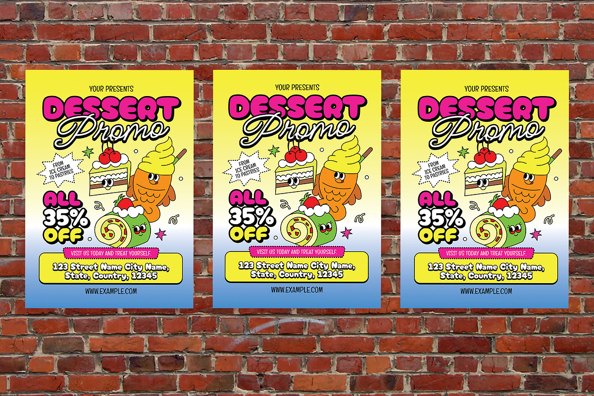 Retro Dessert Promo Flyer Set, a Flyer Template by Aiyari Graphic (Photo 3 of 3)