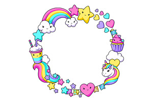 Frame with unicorn., an Animal Illustration by incomible
