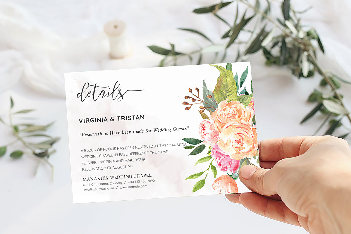 Blush Floral Wedding Invitation Set, an Invitation Template by DesignDevisers (Photo 5 of 15)