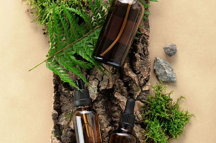 Unlabelled cosmetic bottles on natural beige background, natural, a Beauty & Fashion Photo by Natalia Klenova's Shop