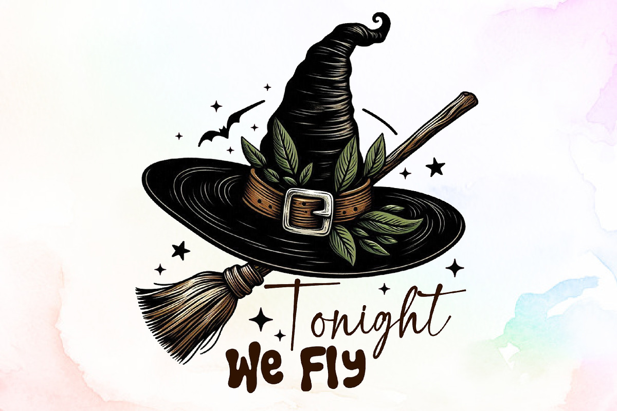 Tonight We Fly Halloween Witch Broom, an Illustration by Sublimation Artist (Photo 1 of 9)