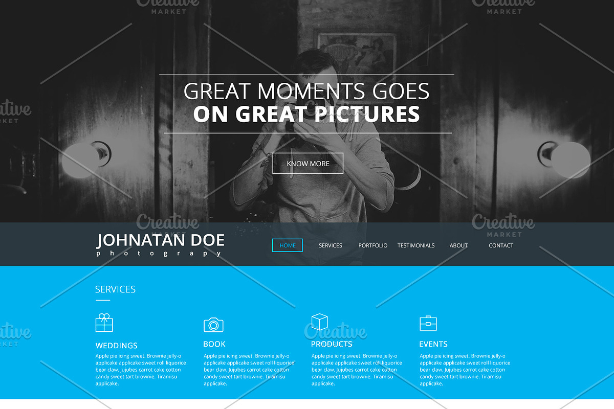 Photographer One Page Website PSD, a Landing Page Template by PRtopdesign (Photo 1 of 4)