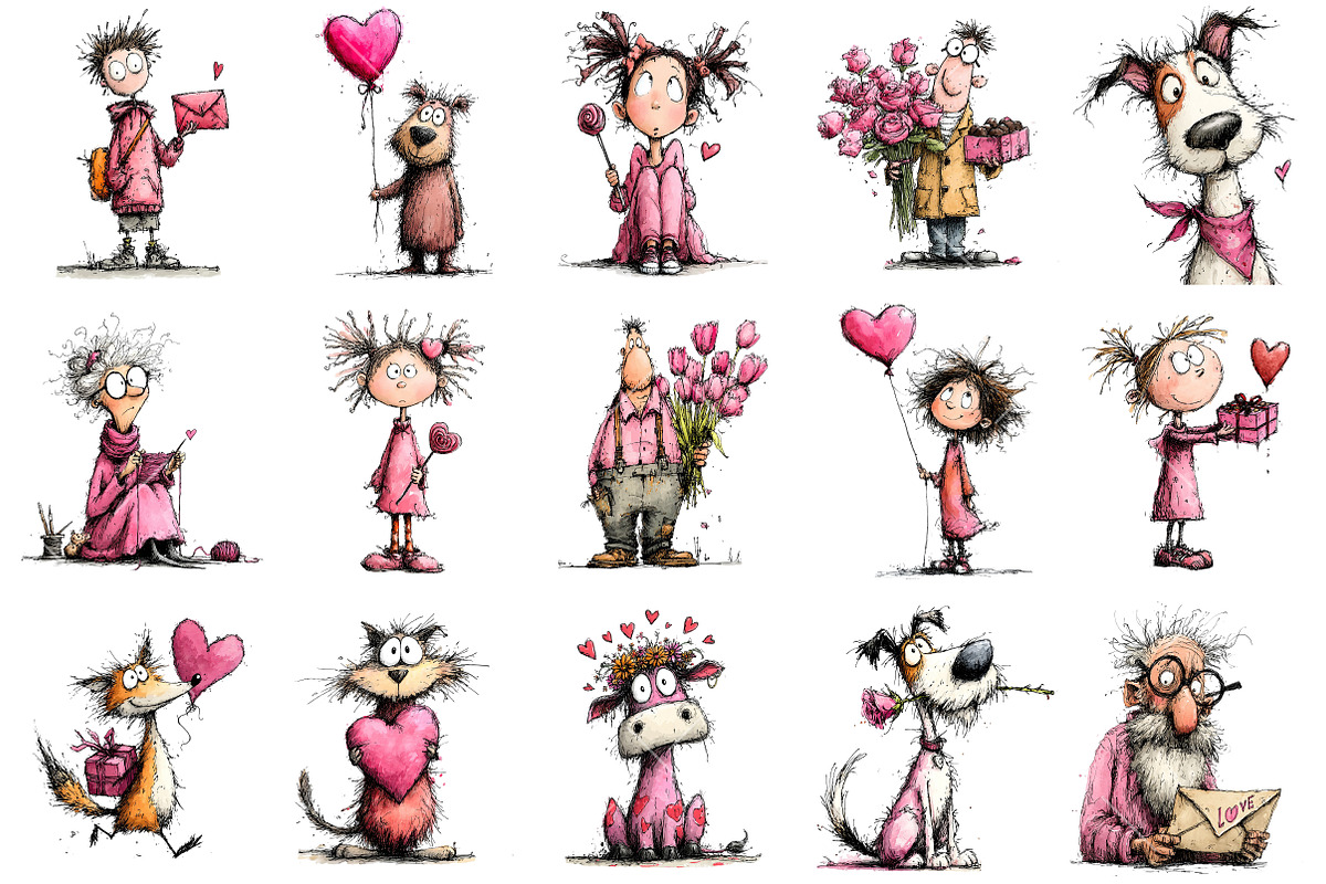 Whimsical Valentine Clipart, an Illustration by OK Design (Photo 2 of 6)