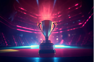 E-sports trophy standing on podium, a Sports & Recreation Photo by Ylivdesign