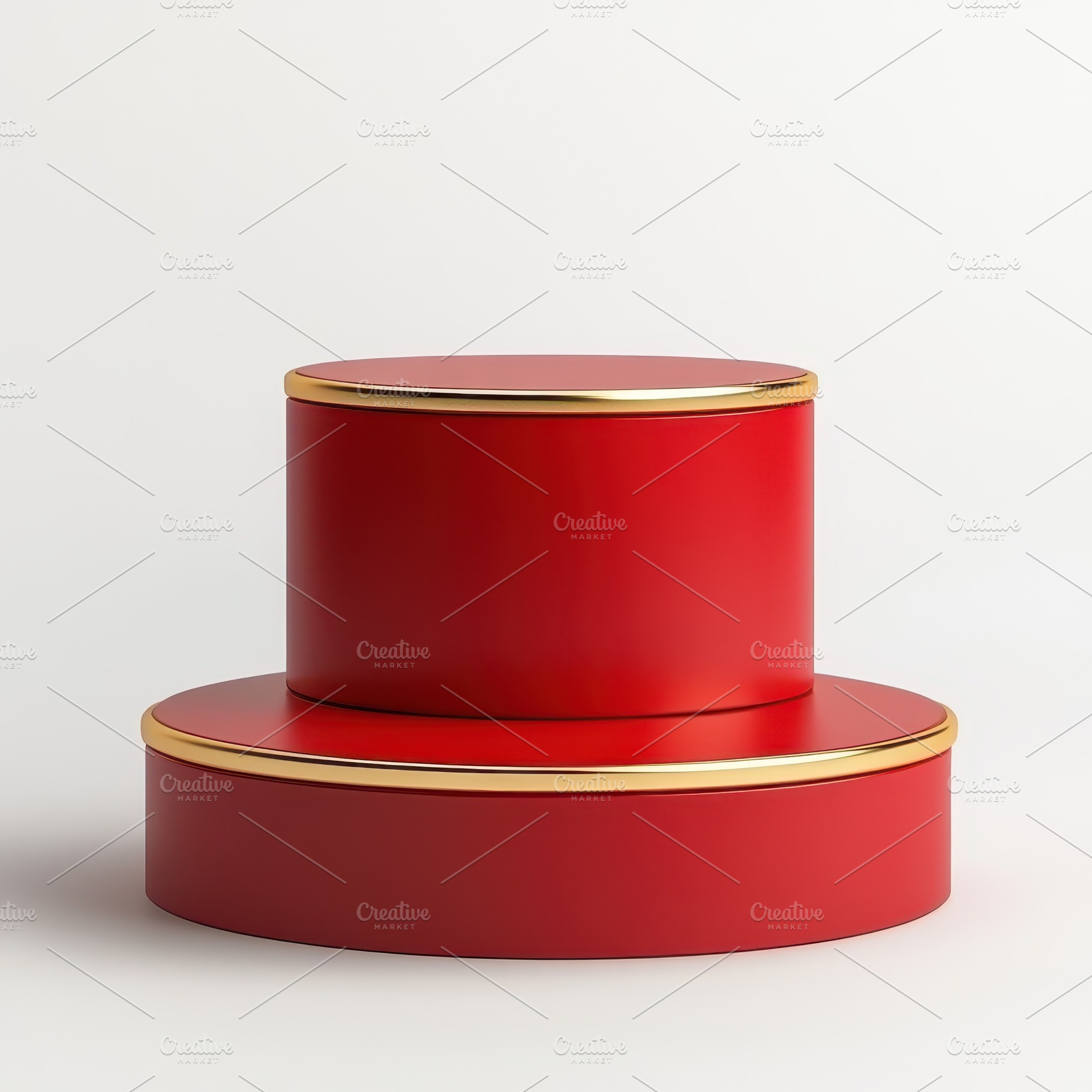 Red and gold podium minimal design p, an Abstract Photo by Pixeness Studio