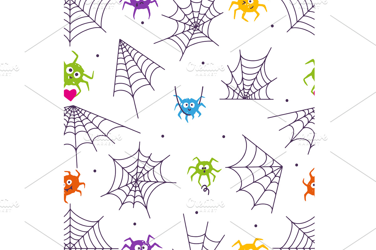 Spider web seamless pattern. Doodle, an Illustration by Valerie Bodnar