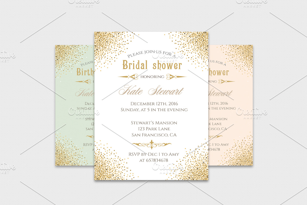 Gold glitter invitation templates, an Invitation Template by annago (Photo 1 of 3)