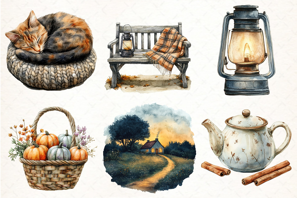 Autumn Clipart Cozy Cottage, an Illustration by Pixels.Craft (Photo 3 of 6)