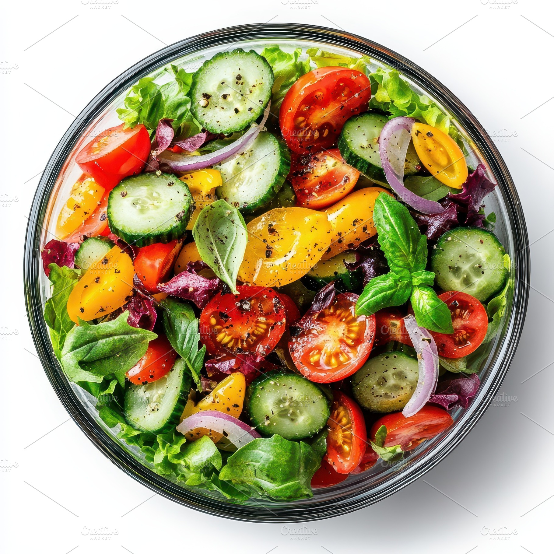 Fresh vibrant vegetable salad in a g, a Food & Drink Photo by Pixeness Studio