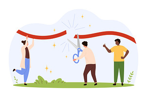 Celebrating Grand Opening Ribbon, a Person Illustration by Flashvector