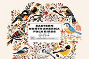 NORTH AMERICA FOLK ART BIRDS CLIPART, an Animal Illustration by Daring Digies (Thumbnail 1 of 10)