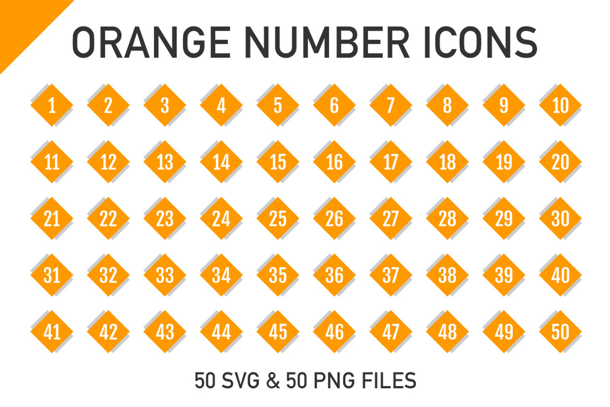 1-50 Orange Cube Number Icons, an Icon by Designs By Alfredo