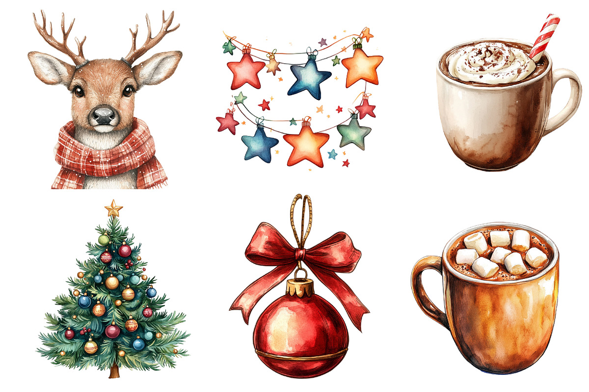 Christmas Doodle Sublimation Clipart, an Illustration by Dream Creation (Photo 6 of 6)