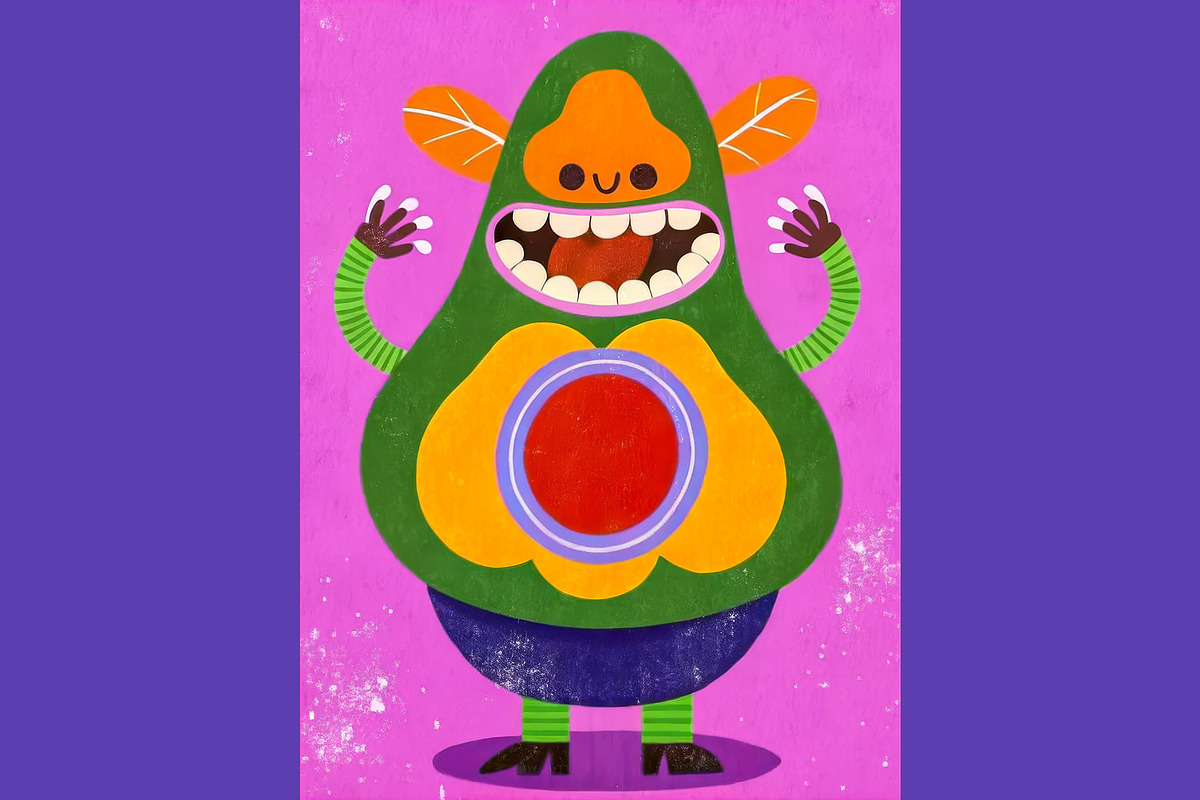 Quirky Avocado Monster Illustrations, a Decorative Illustration by StockVerse Creative (Photo 3 of 4)