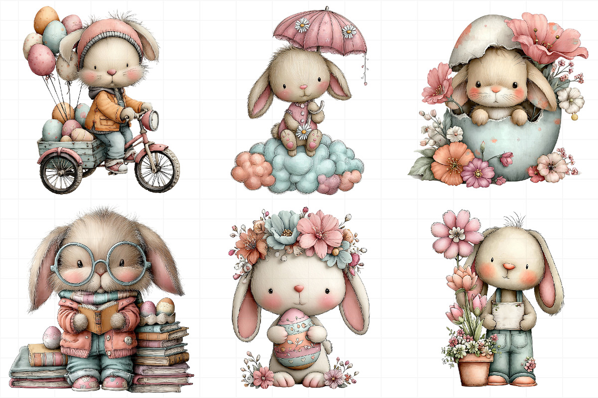 Whimsical Easter Bunny Clipart, an Illustration by Daily.Designs (Photo 5 of 8)