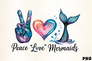 Peace love mermaids galaxy heart mer, an Illustration by CrexoraLab (Thumbnail 1 of 4)