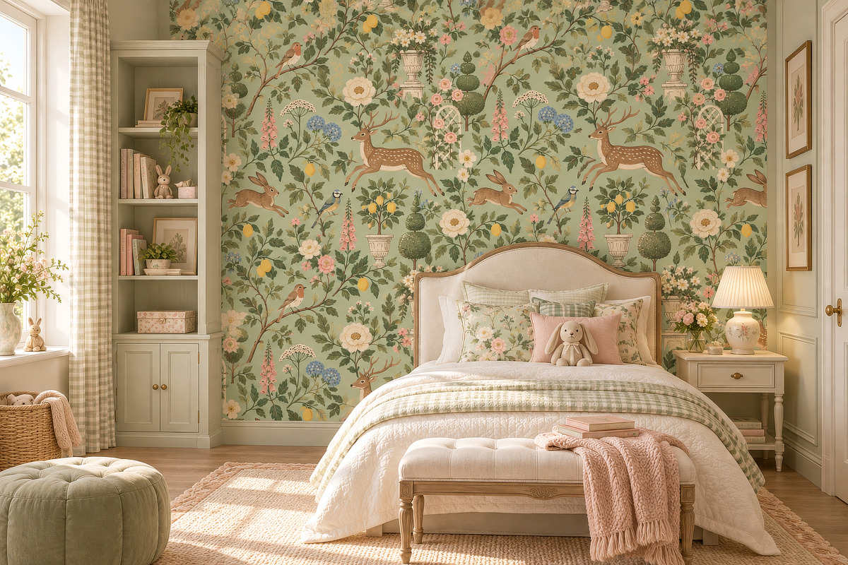 Enchanted Garden Seamless Wallpaper, a Wallpaper Graphic by by creative paper (Photo 11 of 15)