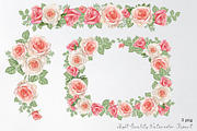Watercolor rose border frame clipart, an Illustration by yana.fefelova (Thumbnail 2 of 4)