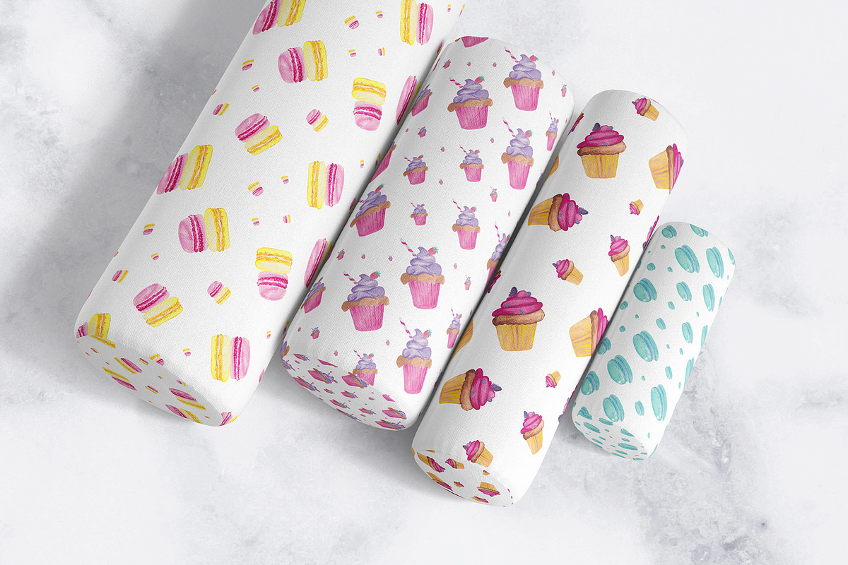 Watercolor Pastry Patterns, a Pattern Graphic by Spirit of Colors (Photo 4 of 10)