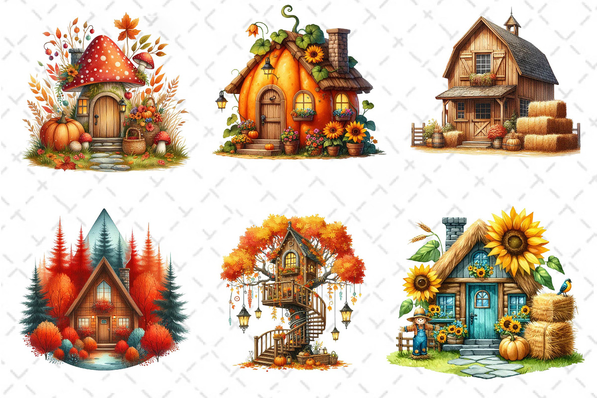 Whimsical Autumn House Clipart, an Illustration by Dream Creation (Photo 5 of 5)
