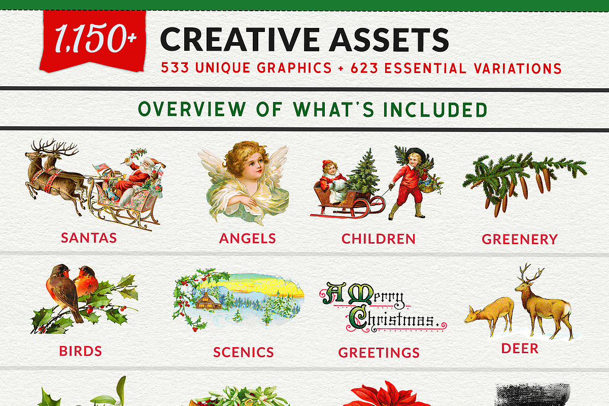 Complete Vintage Christmas Graphics, a Seasonal Illustration by French Kiss Collections (Photo 2 of 28)