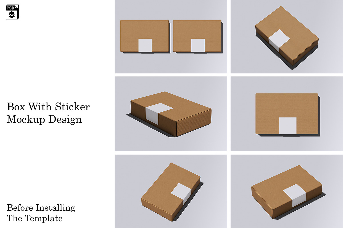 Box With Sticker Mockup, a Packaging Mockup by Riel Concept (Photo 2 of 8)