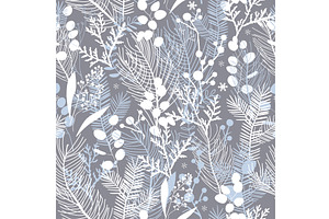 Christmas frosty floral seamless, an Illustration by Toltemara