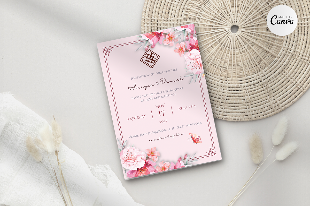 Asian Floral Wedding Invite - B5A, an Invitation Template by YeeqsWedding (Photo 1 of 5)