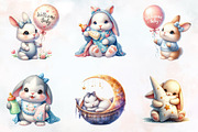 Bunny Baby Nursery Watercolor PNG, a Seasonal Illustration by RobertsArt (Thumbnail 3 of 8)