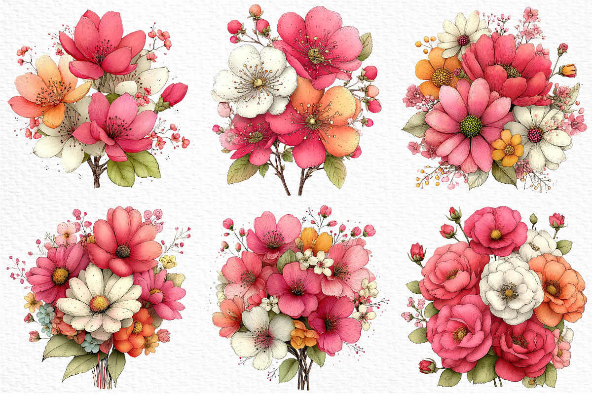 Whimsical Summer Flowers Clipart, an Illustration by Craft Nest (Photo 3 of 12)