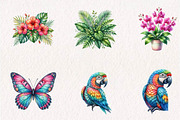 Tropical Floral Plants & Frames Set, a Seasonal Illustration by CreationArt (Thumbnail 2 of 7)