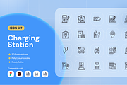 Charging Station Icon Set, an Outline Icon by Nathaya Studio (Thumbnail 1 of 2)