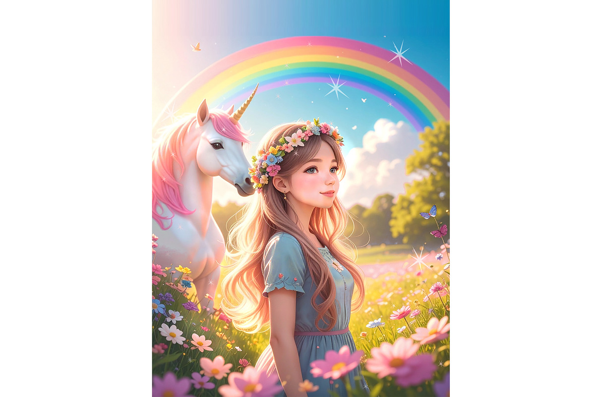 Young Girl with Flowers in Her Hair, a Person Illustration by Sharon Schwalbe