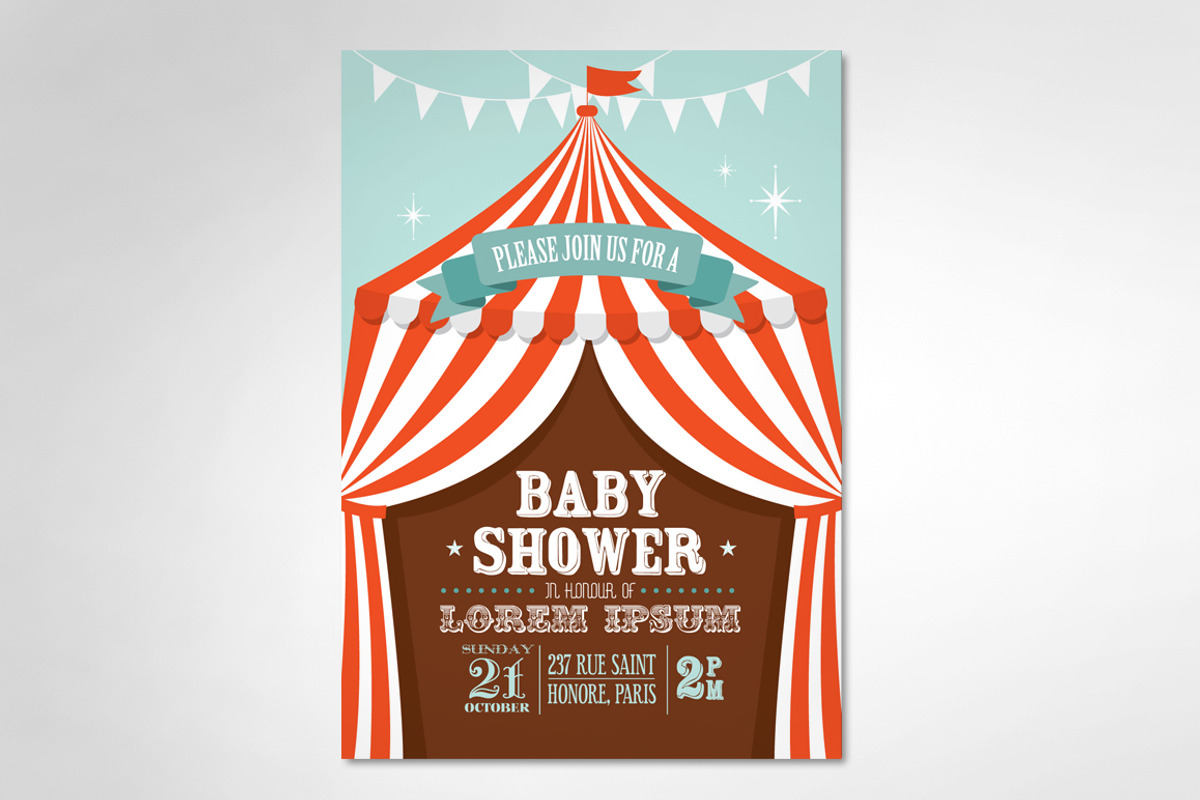 circus tent baby shower template