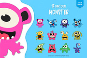 12 Cartoon Monsters., an Animal Illustration by KENO Mascots (Thumbnail 1 of 3)
