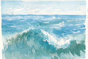 Watercolor Sea Waves Illustration