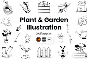 Plant & Garden Illustration Set, an Object Graphic by SLAB! Design