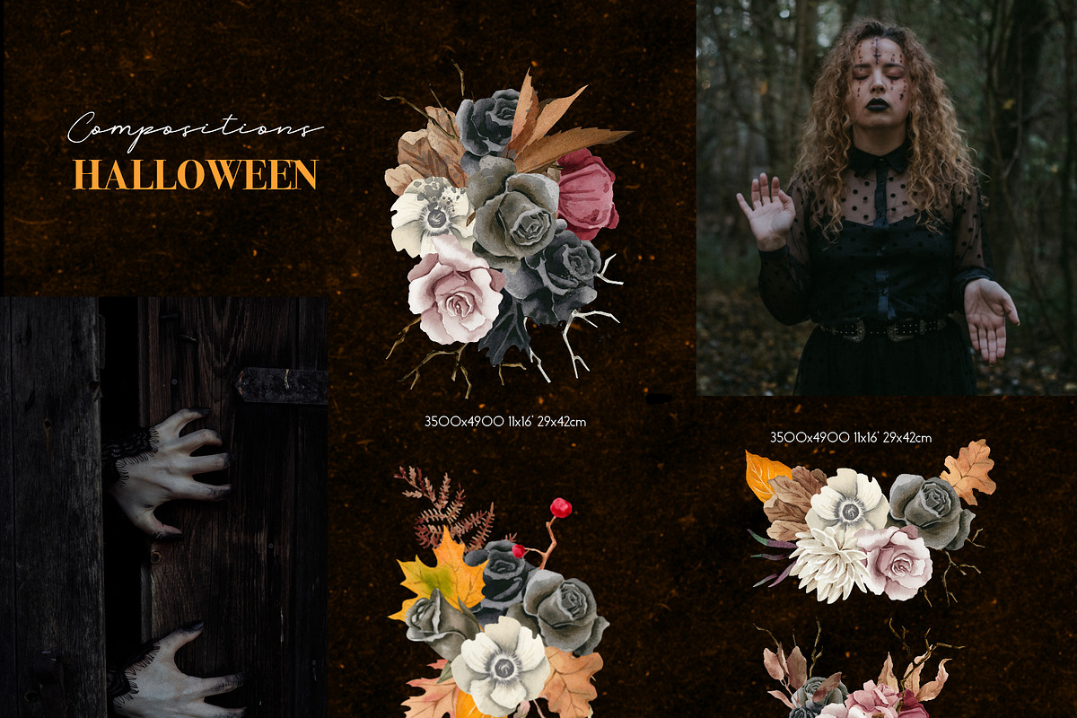 Halloween Horror Clipart, a Decorative Illustration by Julia M. Watercolor (Photo 2 of 9)