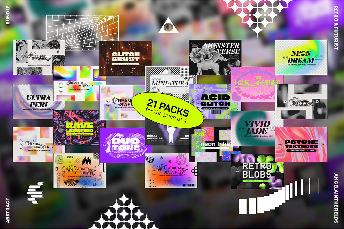 Retro Futurist Bundle 80% OFF, a Texture Graphic by angelainthefields (Photo 3 of 25)