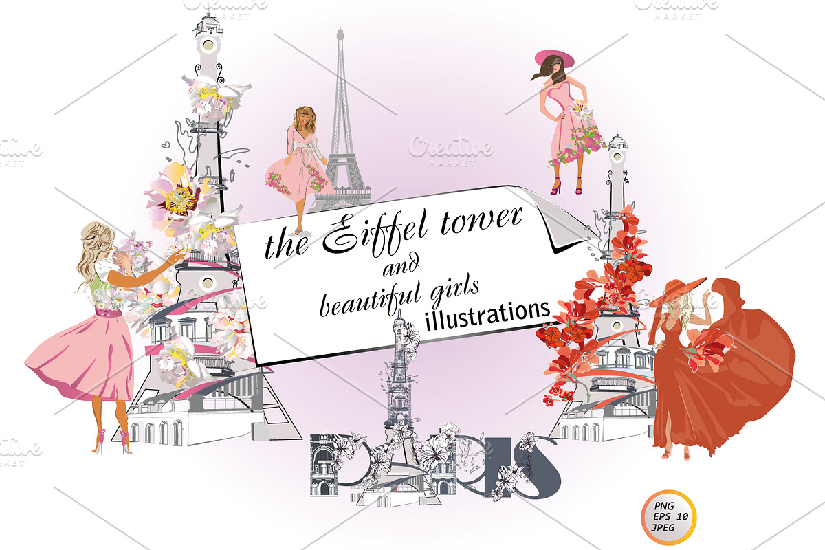 Beautiful girls and the Eiffel tower, an Illustration by Laifalight (Photo 1 of 5)