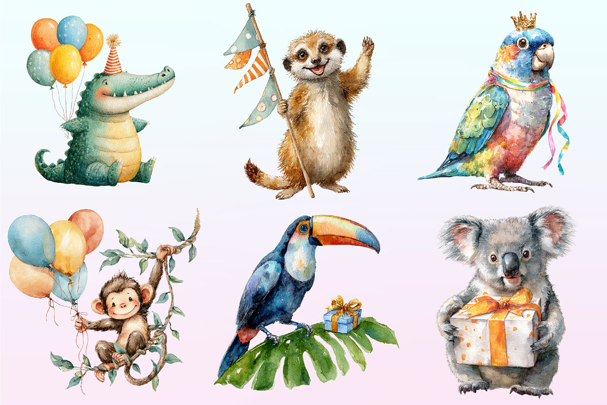 Cute Safari Party Animal Watercolor, a Graphic by CitraGraphics (Photo 3 of 4)
