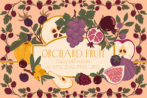 Botanical fruit clipart & frames